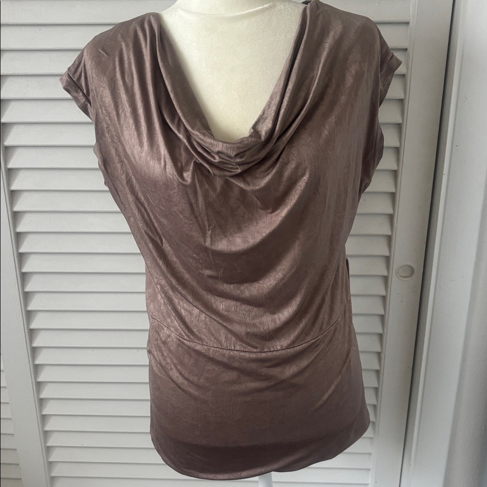 BCX Shimmering Brown Cowl Neck Top